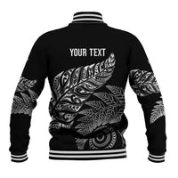 Aotearoa Personalized Lawn Bowls Maori Baseball Jacket New Zealand Black Tribal Silver Fern - Polynesian Pride