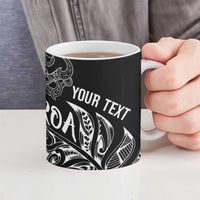 Aotearoa Personalized Lawn Bowls Maori Ceramic Mug New Zealand Black Tribal Silver Fern - Polynesian Pride