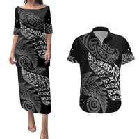 Aotearoa Personalized Lawn Bowls Maori Couples Matching Puletasi and Hawaiian Shirt New Zealand Black Tribal Silver Fern LT7 Black - Polynesian Pride