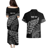 Aotearoa Personalized Lawn Bowls Maori Couples Matching Puletasi and Hawaiian Shirt New Zealand Black Tribal Silver Fern LT7 - Polynesian Pride
