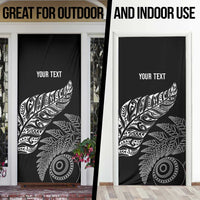 Aotearoa Personalized Lawn Bowls Maori Door Cover New Zealand Black Tribal Silver Fern - Polynesian Pride