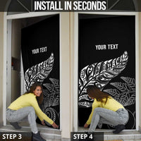 Aotearoa Personalized Lawn Bowls Maori Door Cover New Zealand Black Tribal Silver Fern - Polynesian Pride