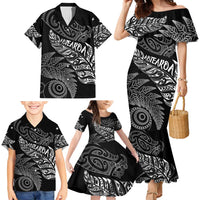 Aotearoa Personalized Lawn Bowls Maori Family Matching Mermaid Dress and Hawaiian Shirt New Zealand Black Tribal Silver Fern LT7 - Polynesian Pride