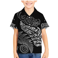 Aotearoa Personalized Lawn Bowls Maori Family Matching Mermaid Dress and Hawaiian Shirt New Zealand Black Tribal Silver Fern LT7 Son's Shirt Black - Polynesian Pride