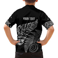 Aotearoa Personalized Lawn Bowls Maori Family Matching Off Shoulder Short Dress and Hawaiian Shirt New Zealand Black Tribal Silver Fern LT7 - Polynesian Pride