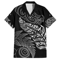 Aotearoa Personalized Lawn Bowls Maori Family Matching Off Shoulder Short Dress and Hawaiian Shirt New Zealand Black Tribal Silver Fern LT7 Dad's Shirt - Short Sleeve Black - Polynesian Pride