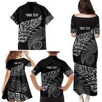 Aotearoa Personalized Lawn Bowls Maori Family Matching Puletasi and Hawaiian Shirt New Zealand Black Tribal Silver Fern LT7 - Polynesian Pride