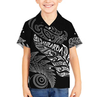 Aotearoa Personalized Lawn Bowls Maori Family Matching Puletasi and Hawaiian Shirt New Zealand Black Tribal Silver Fern - Polynesian Pride