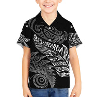 Aotearoa Personalized Lawn Bowls Maori Family Matching Puletasi and Hawaiian Shirt New Zealand Black Tribal Silver Fern LT7 Son's Shirt Black - Polynesian Pride