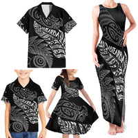Aotearoa Personalized Lawn Bowls Maori Family Matching Tank Maxi Dress and Hawaiian Shirt New Zealand Black Tribal Silver Fern LT7 - Polynesian Pride