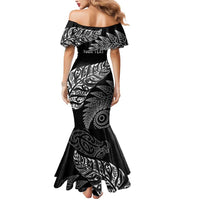 Aotearoa Personalized Lawn Bowls Maori Mermaid Dress New Zealand Black Tribal Silver Fern - Polynesian Pride
