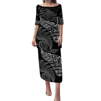 Aotearoa Personalized Lawn Bowls Maori Puletasi New Zealand Black Tribal Silver Fern - Polynesian Pride