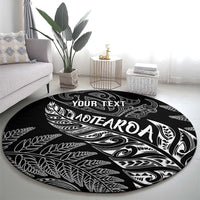 Aotearoa Personalized Lawn Bowls Maori Round Carpet New Zealand Black Tribal Silver Fern - Polynesian Pride