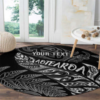Aotearoa Personalized Lawn Bowls Maori Round Carpet New Zealand Black Tribal Silver Fern - Polynesian Pride