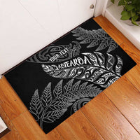 Aotearoa Personalized Lawn Bowls Maori Rubber Doormat New Zealand Black Tribal Silver Fern - Polynesian Pride