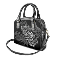 Aotearoa Personalized Lawn Bowls Maori Shoulder Handbag New Zealand Black Tribal Silver Fern - Polynesian Pride