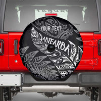 Aotearoa Personalized Lawn Bowls Maori Spare Tire Cover New Zealand Black Tribal Silver Fern - Polynesian Pride