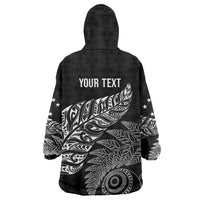 Aotearoa Personalized Lawn Bowls Maori Wearable Blanket Hoodie New Zealand Black Tribal Silver Fern - Polynesian Pride