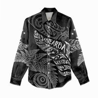 Aotearoa Personalized Lawn Bowls Maori Women Casual Shirt New Zealand Black Tribal Silver Fern - Polynesian Pride