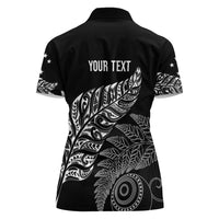 Aotearoa Personalized Lawn Bowls Maori Women Polo Shirt New Zealand Black Tribal Silver Fern LT7 - Polynesian Pride