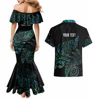 Aotearoa Personalized Lawn Bowls Maori Couples Matching Mermaid Dress and Hawaiian Shirt New Zealand Paua Shell Tribal Silver Fern LT7 - Polynesian Pride