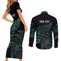 Aotearoa Personalized Lawn Bowls Maori Couples Matching Short Sleeve Bodycon Dress and Long Sleeve Button Shirt New Zealand Paua Shell Tribal Silver Fern LT7 - Polynesian Pride