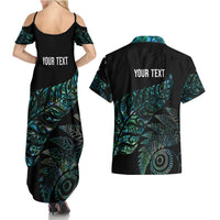 Aotearoa Personalized Lawn Bowls Maori Couples Matching Summer Maxi Dress and Hawaiian Shirt New Zealand Paua Shell Tribal Silver Fern LT7 - Polynesian Pride