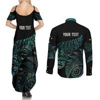 Aotearoa Personalized Lawn Bowls Maori Couples Matching Summer Maxi Dress and Long Sleeve Button Shirt New Zealand Paua Shell Tribal Silver Fern LT7 - Polynesian Pride