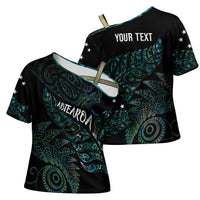Aotearoa Personalized Lawn Bowls Maori Cross Shoulder Shirt New Zealand Paua Shell Tribal Silver Fern - Polynesian Pride