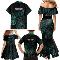 Aotearoa Personalized Lawn Bowls Maori Family Matching Mermaid Dress and Hawaiian Shirt New Zealand Paua Shell Tribal Silver Fern - Polynesian Pride