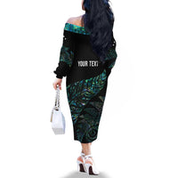 Aotearoa Personalized Lawn Bowls Maori Family Matching Off The Shoulder Long Sleeve Dress and Hawaiian Shirt New Zealand Paua Shell Tribal Silver Fern LT7 - Polynesian Pride
