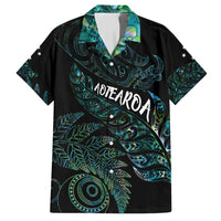 Aotearoa Personalized Lawn Bowls Maori Family Matching Off Shoulder Maxi Dress and Hawaiian Shirt New Zealand Paua Shell Tribal Silver Fern LT7 Dad's Shirt - Short Sleeve Green - Polynesian Pride