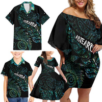 Aotearoa Personalized Lawn Bowls Maori Family Matching Off Shoulder Short Dress and Hawaiian Shirt New Zealand Paua Shell Tribal Silver Fern LT7 - Polynesian Pride