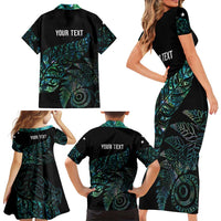 Aotearoa Personalized Lawn Bowls Maori Family Matching Short Sleeve Bodycon Dress and Hawaiian Shirt New Zealand Paua Shell Tribal Silver Fern LT7 - Polynesian Pride