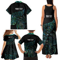 Aotearoa Personalized Lawn Bowls Maori Family Matching Tank Maxi Dress and Hawaiian Shirt New Zealand Paua Shell Tribal Silver Fern - Polynesian Pride