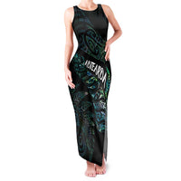 Aotearoa Personalized Lawn Bowls Maori Family Matching Tank Maxi Dress and Hawaiian Shirt New Zealand Paua Shell Tribal Silver Fern LT7 Mom's Dress Green - Polynesian Pride