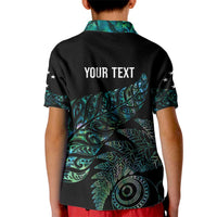 Aotearoa Personalized Lawn Bowls Maori Kid Polo Shirt New Zealand Paua Shell Tribal Silver Fern - Polynesian Pride
