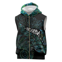 Aotearoa Personalized Lawn Bowls Maori Sleeveless Zip Hoodie New Zealand Paua Shell Tribal Silver Fern LT7 Green - Polynesian Pride
