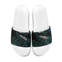 Aotearoa Personalized Lawn Bowls Maori Slide Sandals New Zealand Paua Shell Tribal Silver Fern - Polynesian Pride
