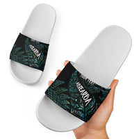 Aotearoa Personalized Lawn Bowls Maori Slide Sandals New Zealand Paua Shell Tribal Silver Fern - Polynesian Pride