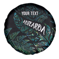 Aotearoa Personalized Lawn Bowls Maori Spare Tire Cover New Zealand Paua Shell Tribal Silver Fern - Polynesian Pride