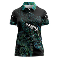 Aotearoa Personalized Lawn Bowls Maori Women Polo Shirt New Zealand Paua Shell Tribal Silver Fern LT7 Female Green - Polynesian Pride