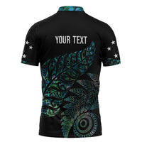 Aotearoa Personalized Lawn Bowls Maori Zipper Polo Shirt New Zealand Paua Shell Tribal Silver Fern LT7 - Polynesian Pride