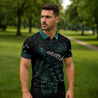Aotearoa Personalized Lawn Bowls Maori Zipper Polo Shirt New Zealand Paua Shell Tribal Silver Fern LT7 - Polynesian Pride