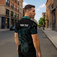Aotearoa Personalized Lawn Bowls Maori Zipper Polo Shirt New Zealand Paua Shell Tribal Silver Fern LT7 - Polynesian Pride