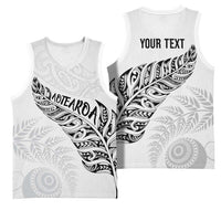 Aotearoa Personalized Lawn Bowls Maori Basketball Jersey New Zealand White Tribal Silver Fern - Polynesian Pride