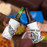 Aotearoa Personalized Lawn Bowls Maori 4 in 1 Can Cooler Tumbler New Zealand White Tribal Silver Fern - Polynesian Pride