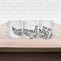 Aotearoa Personalized Lawn Bowls Maori Ceramic Mug New Zealand White Tribal Silver Fern - Polynesian Pride