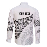 Aotearoa Personalized Lawn Bowls Maori Family Matching Long Sleeve Bodycon Dress and Hawaiian Shirt New Zealand White Tribal Silver Fern LT7 - Polynesian Pride