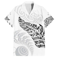 Aotearoa Personalized Lawn Bowls Maori Family Matching Off The Shoulder Long Sleeve Dress and Hawaiian Shirt New Zealand White Tribal Silver Fern - Polynesian Pride